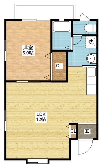 ヴィラ花水木(1LDK/1階)の間取り写真