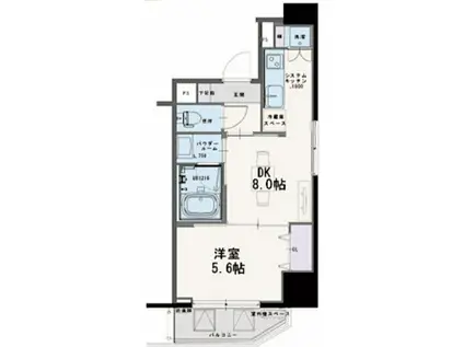 WAVE ON HORIE TOWER(1DK/8階)の間取り写真