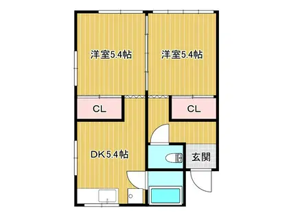 内村コーポ(2DK/2階)の間取り写真