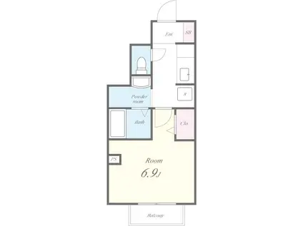 エフ・ビヤン(1K/1階)の間取り写真