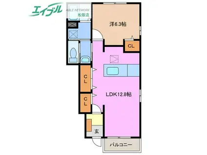 ボン マルシェ シス(1LDK/1階)の間取り写真