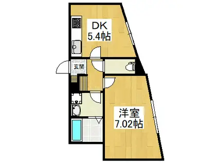 ハイツまほろば(1DK/2階)の間取り写真