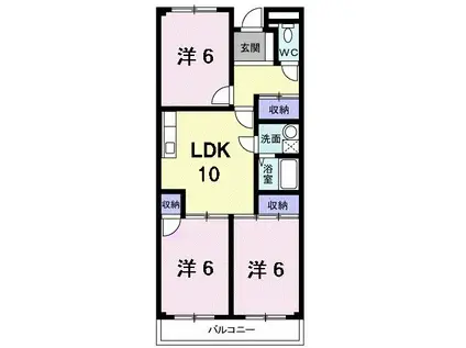 グリーンハイツ芝II(3LDK/2階)の間取り写真