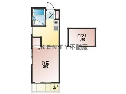 ホワイトシティ境町(1K/2階)の間取り写真