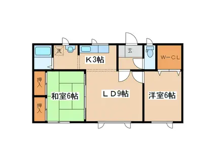 ルネッサンス柏木B(2LDK/2階)の間取り写真