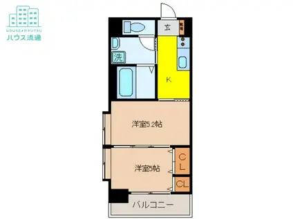 スカイコート西山(2K/2階)の間取り写真