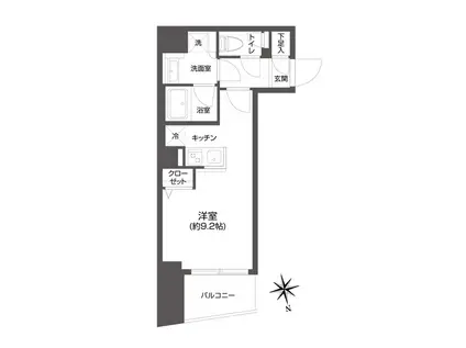 GRAN PASEO 市谷甲良町(1K/9階)の間取り写真