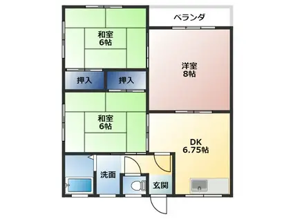 レグルスNUKI(3DK/1階)の間取り写真