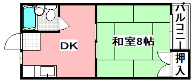 コーポ大垣(1DK/2階)の間取り写真