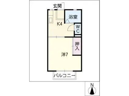 シャーロックホームズ A棟(1K/2階)の間取り写真