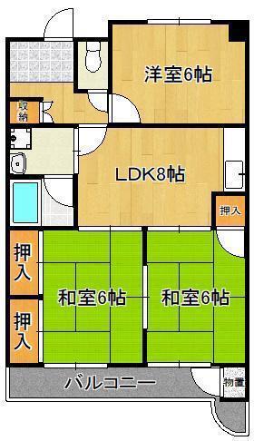 グッタープラッツ緑ヶ丘1番館(3LDK/1階)の間取り写真