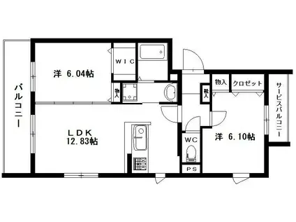 メゾン・ド・モンターニュ(2LDK/2階)の間取り写真