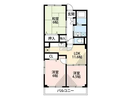 メゾンアンソレイエ(3LDK/1階)の間取り写真