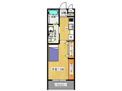 YSIII(1K/1階)の間取り写真