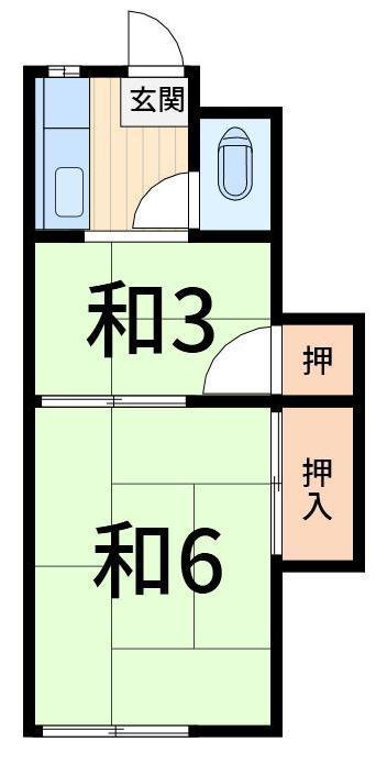 春美荘(2K/1階)の間取り写真