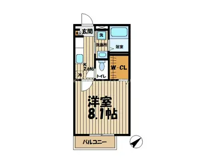 リヴェール(1K/2階)の間取り写真