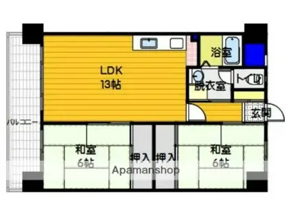 CASA・GRAND ヴィルズI(2LDK/1階)の間取り写真