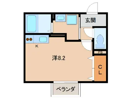 グランディール・M(ワンルーム/2階)の間取り写真