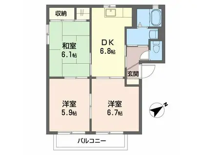 マノワール C・D(3DK/2階)の間取り写真