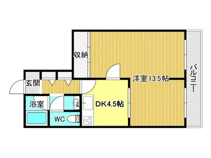 藤ヶ丘ハイツ(1DK/4階)の間取り写真