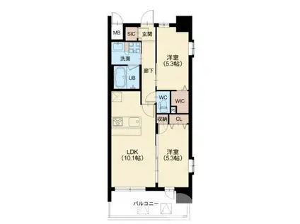 スプランディット中百舌鳥(2LDK/2階)の間取り写真