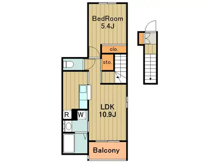 ルミエールモンドAB(1LDK/2階)の間取り写真