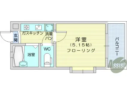 マイライフ名取(ワンルーム/2階)の間取り写真