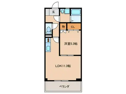 ロハスM(1LDK/5階)の間取り写真