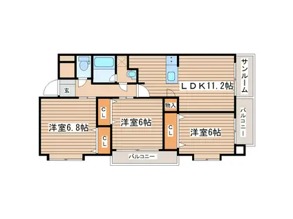 サン・クリスティ泉(3LDK/2階)の間取り写真