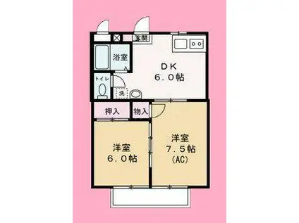 シティ堂山B(2DK/3階)の間取り写真