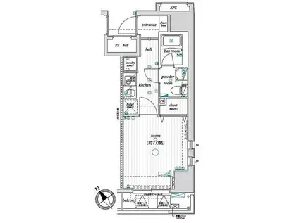AXAS高田馬場(1K/3階)の間取り写真