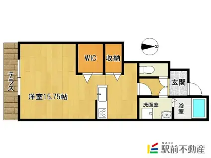 アクアプレース(ワンルーム/1階)の間取り写真