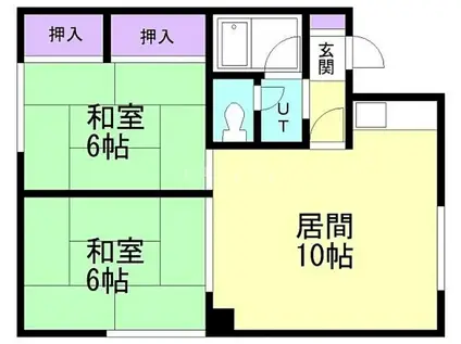 TSUKASAコーポ(2LDK/2階)の間取り写真