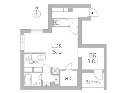 GRANDUO千歳烏山(1LDK/1階)の間取り写真