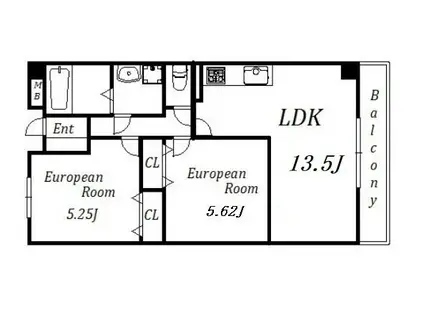 CONTENTO鈴蘭台(2LDK/3階)の間取り写真