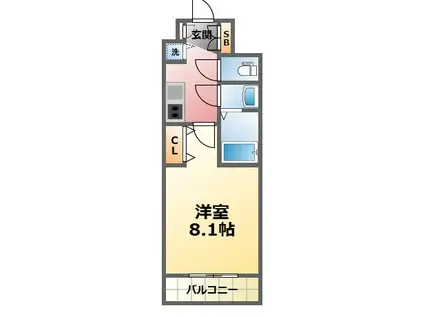 西宮ルモンド甲子園(1K/4階)の間取り写真