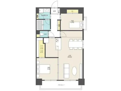 GRANDIR博多駅南II(2LDK/6階)の間取り写真