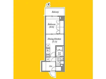 ラクレイス横濱関内(1DK/2階)の間取り写真