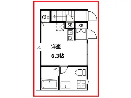 プラタナス コート(ワンルーム/1階)の間取り写真