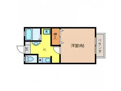 サンライズ御薗宇(1K/1階)の間取り写真