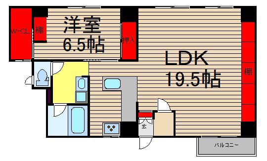 靭壱番館(1LDK/9階)の間取り写真
