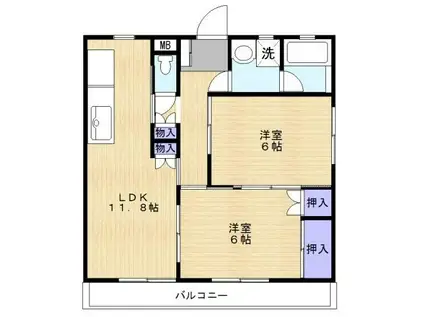 グラン・メール(2LDK/1階)の間取り写真