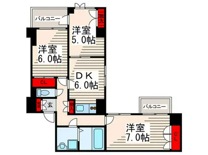 PUREZA M(3DK/6階)の間取り写真