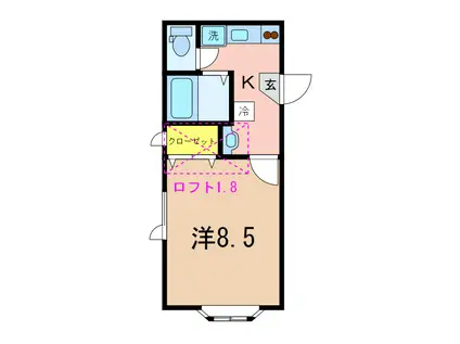 バンブー(1K/2階)の間取り写真