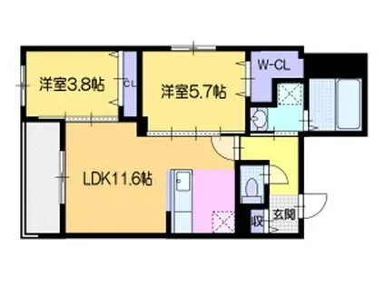シティノーブル栄通(2LDK/1階)の間取り写真