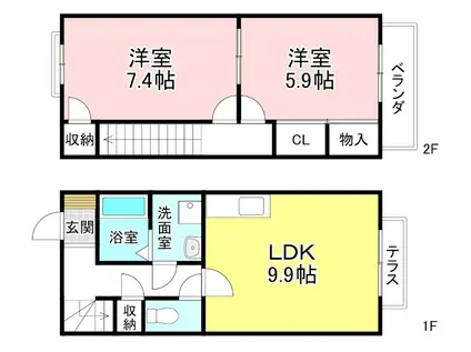 AMBIENTE C棟(2LDK/1階)の間取り写真