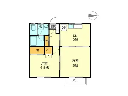 サンハイツハタケヤマ(2DK/2階)の間取り写真