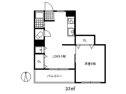 ジー・アークス王子公園(1DK/7階)の間取り写真