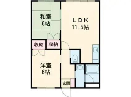 コンフォートサンシ(2LDK/2階)の間取り写真