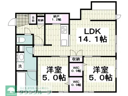 サウスERN-STROUTE33(2LDK/1階)の間取り写真